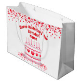 Valentine's Day Birthday Cake Customizable Candles Große Geschenktüte (Rückseite Schrägansicht)