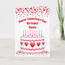 Valentine's Day Birthday Cake Customizable Candles Karte