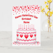 Valentine's Day Birthday Cake Customizable Candles Karte (Gelbe Blume)