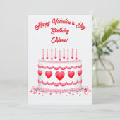 Valentine's Day Birthday Cake Customizable Candles Karte (Stehend Vorderseite)