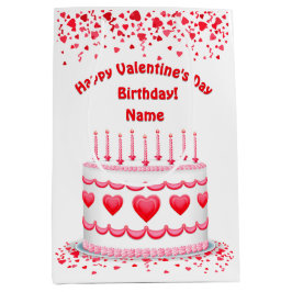 Valentine's Day Birthday Cake Customizable Candles Mittlere Geschenktüte