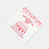 Valentine's Day Birthday Cake Customizable Candles Serviette (Ecke)