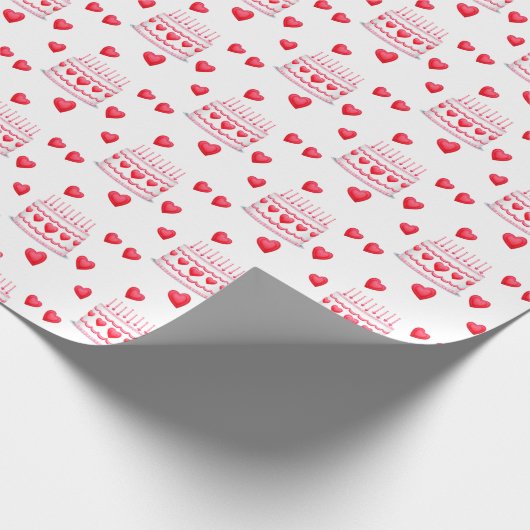 Valentine's Day Birthday Cake Pattern Geschenkpapier (Ecke)