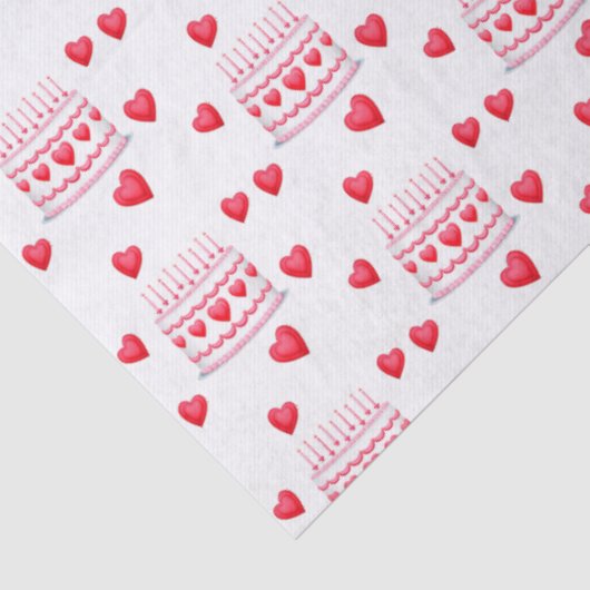 Valentine's Day Birthday Cake Pattern Seidenpapier (Ausschnitt)
