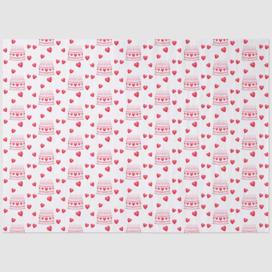 Valentine's Day Birthday Cake Pattern Seidenpapier (Vorderseite)
