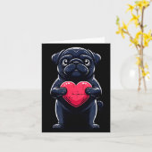 Valentines Day Black Pug Heart Funny Dog Mom Dad F Karte (Gelbe Blume)