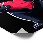 Valentines Day Black Pug Heart Funny Dog Mom Dad F Poster (Ecke)