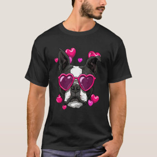 Valentines Day Boston Terrier Heart Couples Puppy T-Shirt
