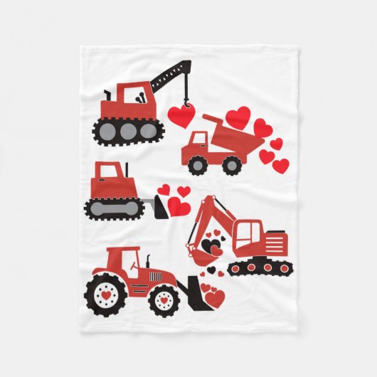 Valentines Day Boys Kids Toddler Construction Truc Fleecedecke (Vorderseite)