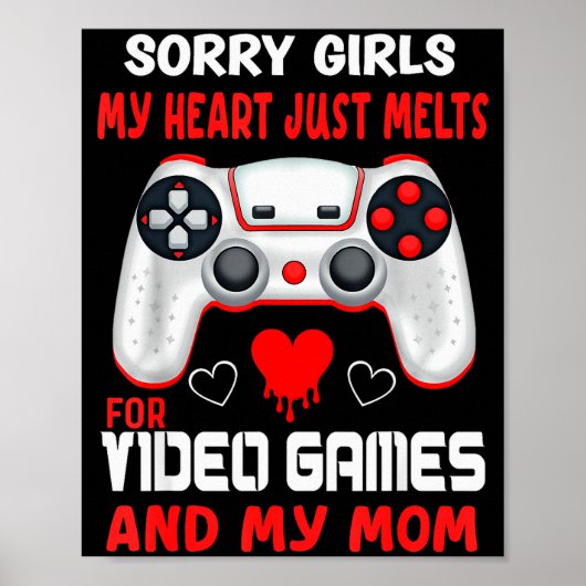 Valentines Day Boys Video Games Mom Gamer Hearts K Poster (Vorne)