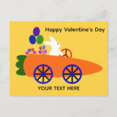 Valentine's Day Bunny Carrot Car #2 Postcard Postkarte (Vorderseite)