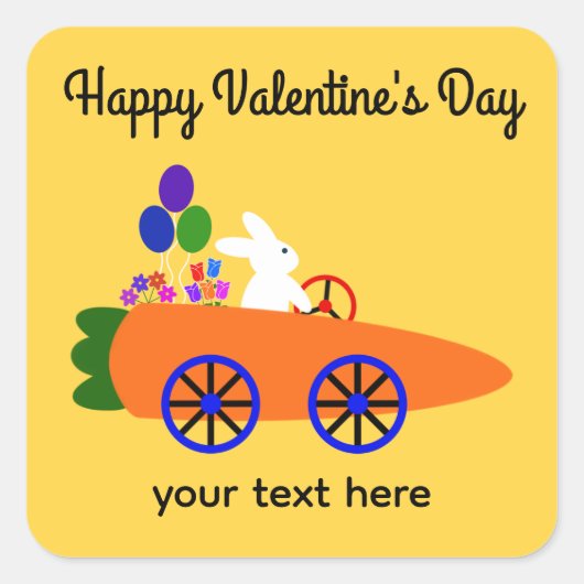 Valentine's Day Bunny Carrot Car #2 Stickers (Vorderseite)