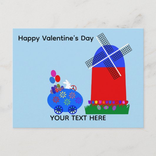 Valentine's Day Bunny Egg Car #4 Postkarte (Vorderseite)