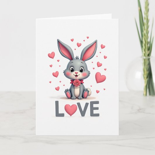 Valentines Day Bunny Love Card Karte (Vorderseite)