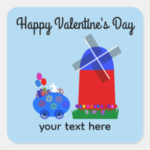 Valentine's Day Bunny Riding Egg Car #4 Stickers