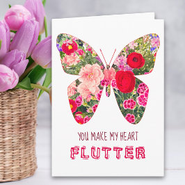 Valentine's Day Butterfly - Love Floral Flowers Karte