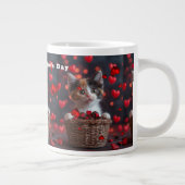 Valentine's Day Calico Kitten Red Hearts Candy Jumbo-Tasse (Rechts)