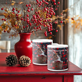 Valentine's Day Calico Kitten Red Hearts Candy Jumbo-Tasse