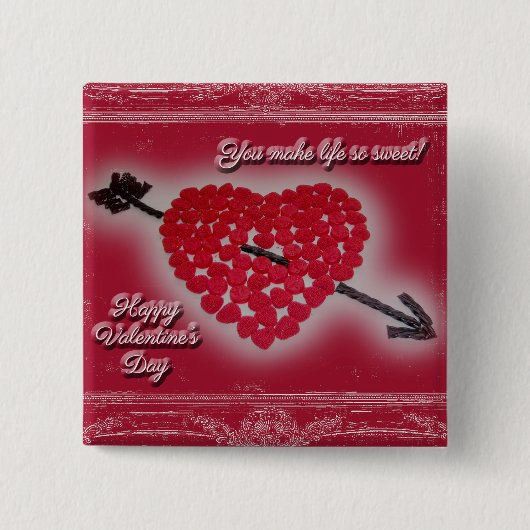 Valentine's Day Candy Heart Gruß Button (Vorderseite)