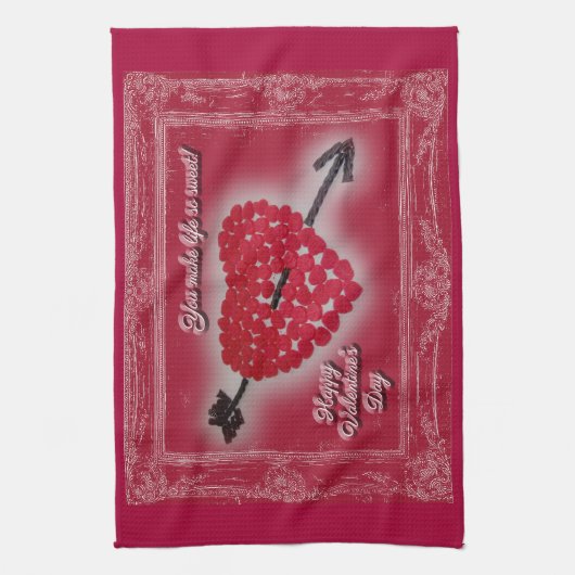 Valentine's Day Candy Heart Gruß Handtuch (Vertikal)