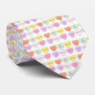 Valentine's Day Candy Heart Pastel Conversation Krawatte