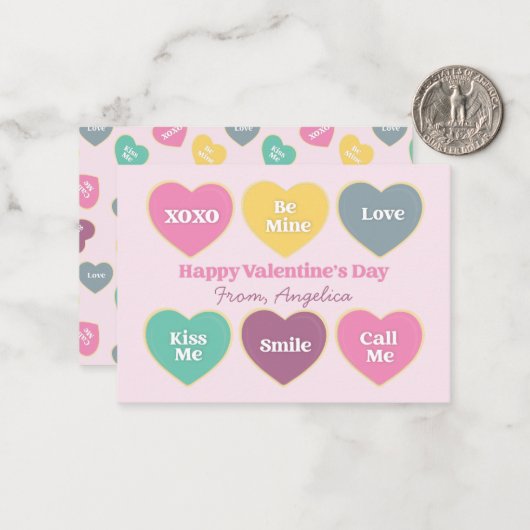 Valentine's Day Candy Hearts Design Mitteilungskarte (Vorderseite/Rückseite Beispiel)