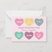Valentine's Day Candy Hearts Design Mitteilungskarte (Vorderseite)