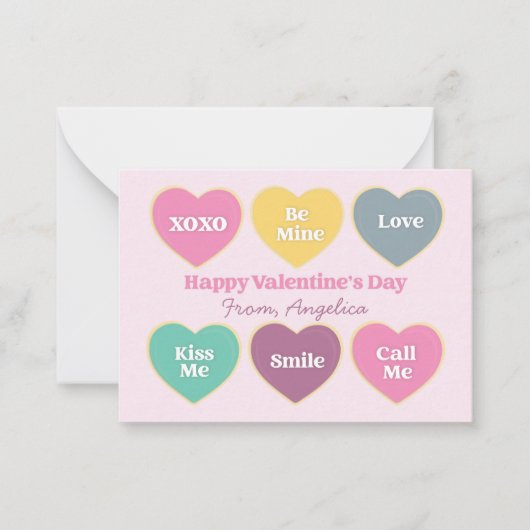 Valentine's Day Candy Hearts Design Mitteilungskarte (Vorderseite)