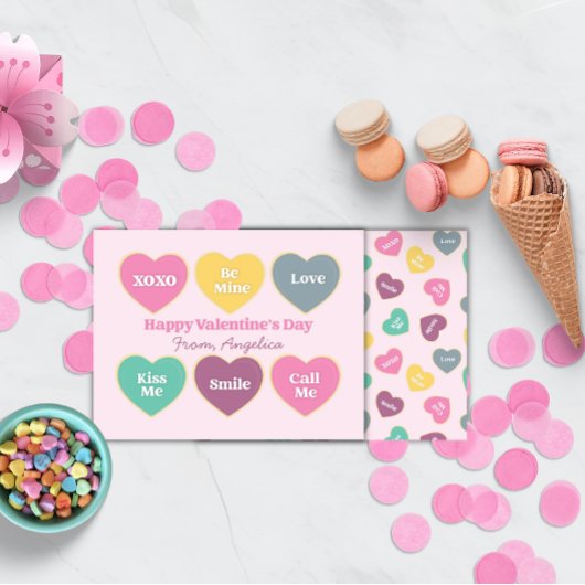 Valentine's Day Candy Hearts Design Mitteilungskarte