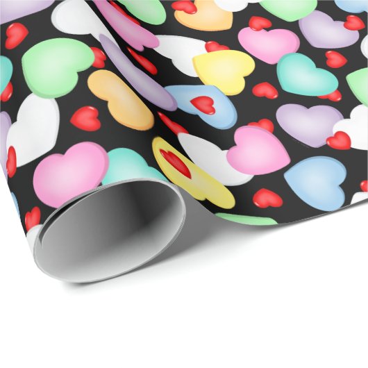 Valentine's Day Candy Hearts Muster Geschenkpapier (Rolleneckpunkt)