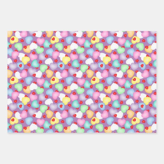 Valentine's Day Candy Hearts Muster Geschenkpapier Set (Vorderseite 2)