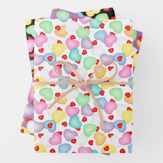 Valentine's Day Candy Hearts Muster Geschenkpapier Set (Beispiel)