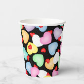 Valentine's Day Candy Hearts Muster Pappbecher (Rückseite)