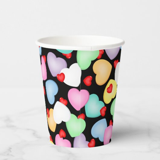Valentine's Day Candy Hearts Muster Pappbecher (Rechts)