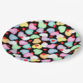 Valentine's Day Candy Hearts Muster Pappteller (Schrägansicht)