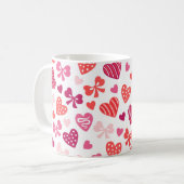 Valentine's Day Candy Hearts Pink Ribbons Bows Kaffeetasse (Vorderseite Links)