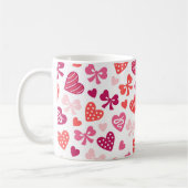 Valentine's Day Candy Hearts Pink Ribbons Bows Kaffeetasse (Links)