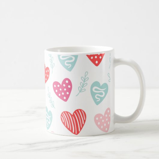 Valentine's Day Candy Hearts Red Pink Muster Kaffeetasse (Rechts)