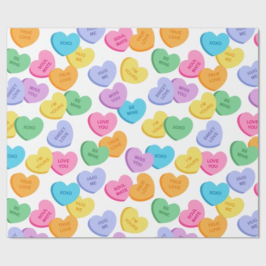 Valentine's Day Candy Hearts Wrapping Paper Geschenkpapier (Flach)