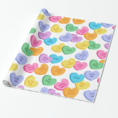 Valentine's Day Candy Hearts Wrapping Paper Geschenkpapier (Ungerollt)