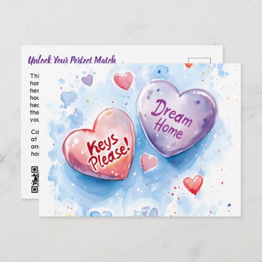 Valentine's Day Candy Realty Homebuyer Marketing Postkarte (Vorne/Hinten)