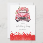 Valentine's Day Car Personalisiert Feiertagskarte (Vorderseite)