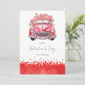 Valentine's Day Car Personalisiert Feiertagskarte (Stehend Vorderseite)