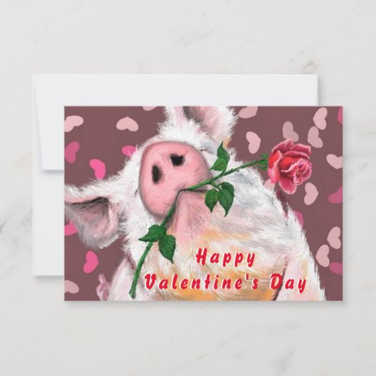 Valentine's Day Card Gentleman Pig QR Code Wish Karte (Vorderseite)