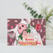 Valentine's Day Card Gentleman Pig QR Code Wish Karte (Stehend Vorderseite)