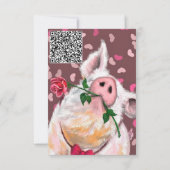 Valentine's Day Card Gentleman Pig QR Code Wish Karte (Rückseite)