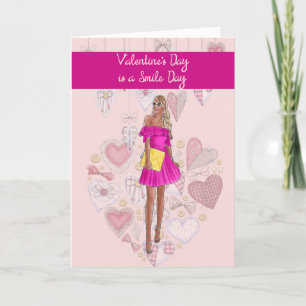 Valentine's Day Card Lächeln Tagesfrau Feiertagskarte