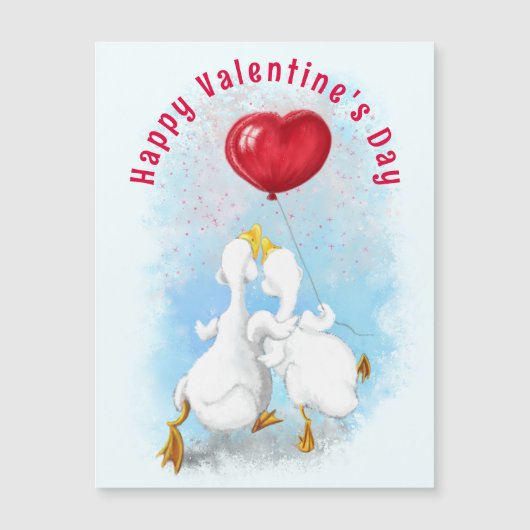 Valentine's Day Card Magnet mit Couple Duck Liebe (Vorderseite)