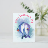Valentine's Day Card mit Couple Shark Liebe Funny Postkarte (Stehend Vorderseite)
