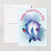 Valentine's Day Card mit Couple Shark Liebe Funny Postkarte (Vorne/Hinten)